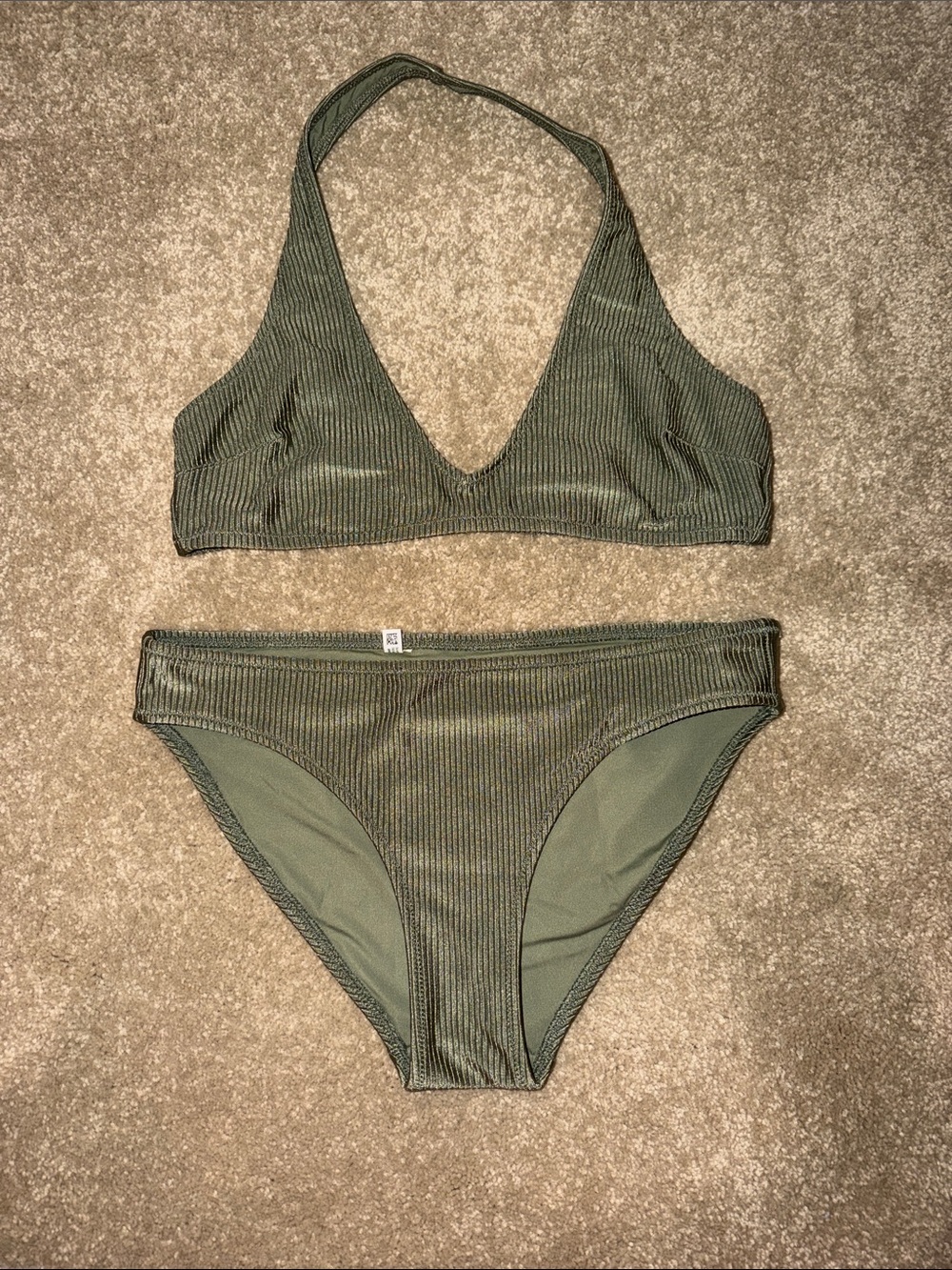 Aerie Olive Shine Ribbed Bikini